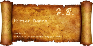 Hirter Barna névjegykártya